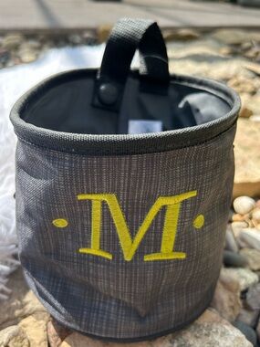 Thirty-One Charcoal Crosshatch Monogram M Oh Snap Bin Basket 
New with tag!